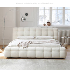 Luxurious White Pine Bed with Faux Lambswool and Silk Floss Comfort my-378