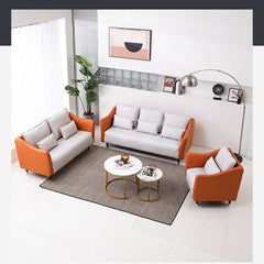 Stylish Dual-Tone Sofa Collection: Dark Blue, Orange, Green & More - Techno Fabric Cotton Blend qm-8