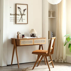 Elegant Natural Ash Wood Table with Rattan Design for Modern Homes tzm-523