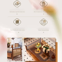 Stylish Brown Rattan Tea Table with Elegant Ash Wood Finish tzm-532