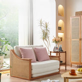 Black Rattan Tea Table with Natural Ash Wood Finish tzm-545