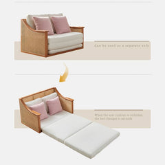 Black Rattan Tea Table with Natural Ash Wood Finish tzm-545