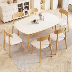 Elegant White Rubber Wood Dining Table with Durable Sintered Stone Top ybn-391