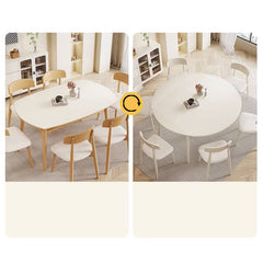 Elegant White Rubber Wood Dining Table with Durable Sintered Stone Top ybn-391