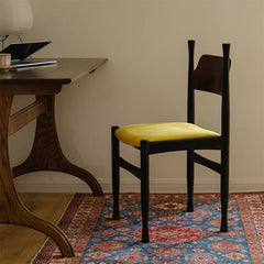 Stylish Ash Wood Chair with Red and Yellow Flannel Upholstery yw-228