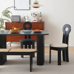 Cozy Faux Lambswool Chair - Elegant Black Brown Wood Design yw-229