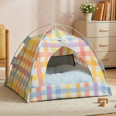 Safari Glamping Pet Tent – All-Season Breathable Cave Bed for Cats & Dogs