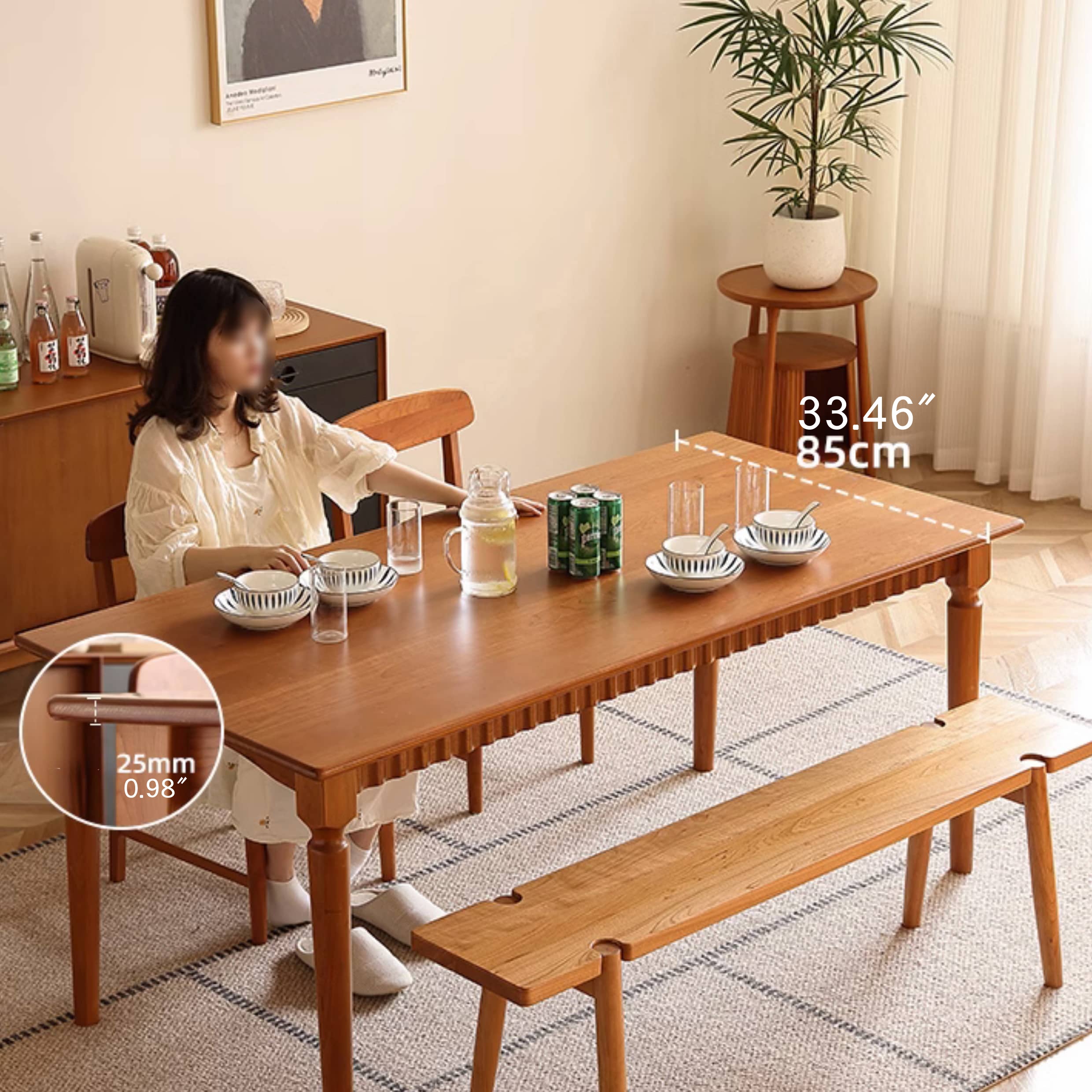 Elegant Natural Cherry Wood Table - Timeless Design & High-Quality Craftsmanship Hersa-1620