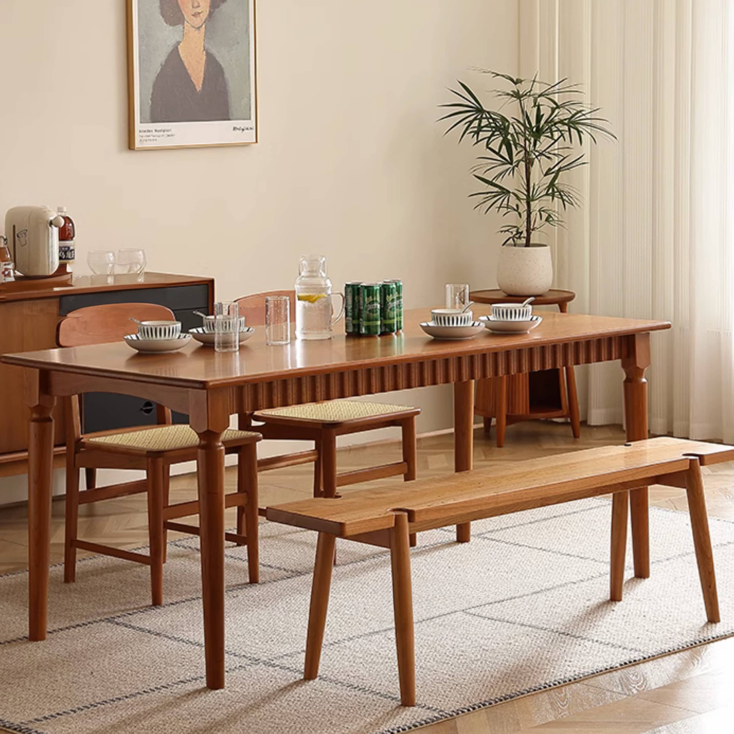 Elegant Natural Cherry Wood Table - Timeless Design & High-Quality Craftsmanship Hersa-1620