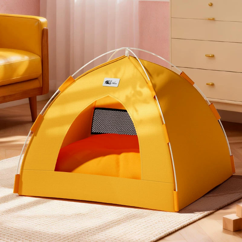 Safari Glamping Pet Tent – All-Season Breathable Cave Bed for Cats & Dogs