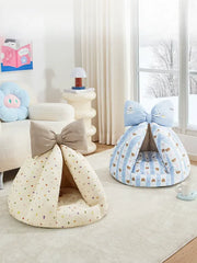 Cozy Semi-Enclosed Pet Cave House – All-Season Calming Teepee Bed for Cats & Small Dogs