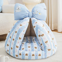 Cozy Semi-Enclosed Pet Cave House – All-Season Calming Teepee Bed for Cats & Small Dogs