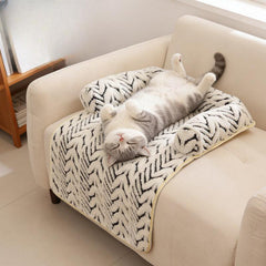 Ollie Geometric Lounge Couch – All-Season Plaid Jacquard Sofa Bed for Dogs & Cats