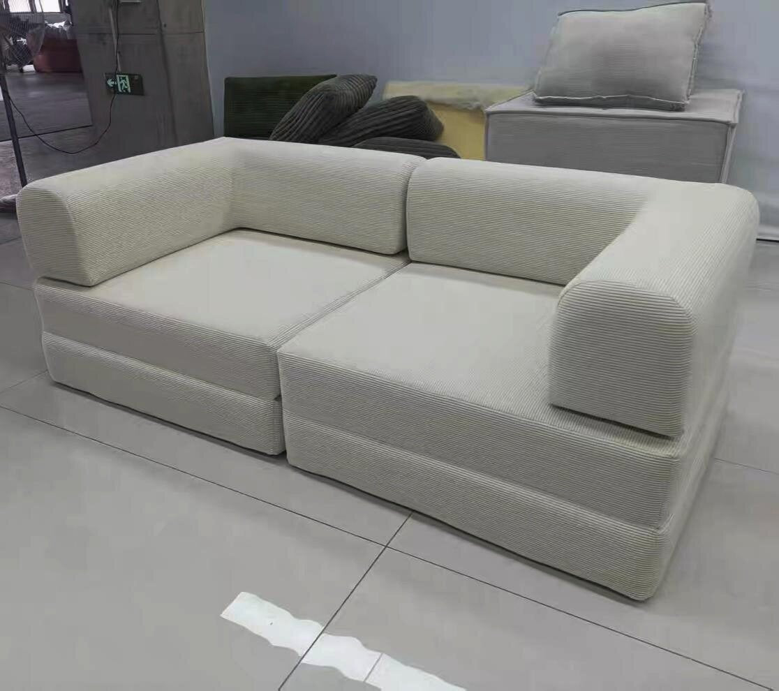 Cloud-Soft Teddy Fabric Modular Sofa, Multi-Person Folding Daybed