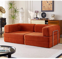 Cloud-Soft Teddy Fabric Modular Sofa, Multi-Person Folding Daybed