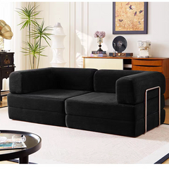 Cloud-Soft Teddy Fabric Modular Sofa, Multi-Person Folding Daybed