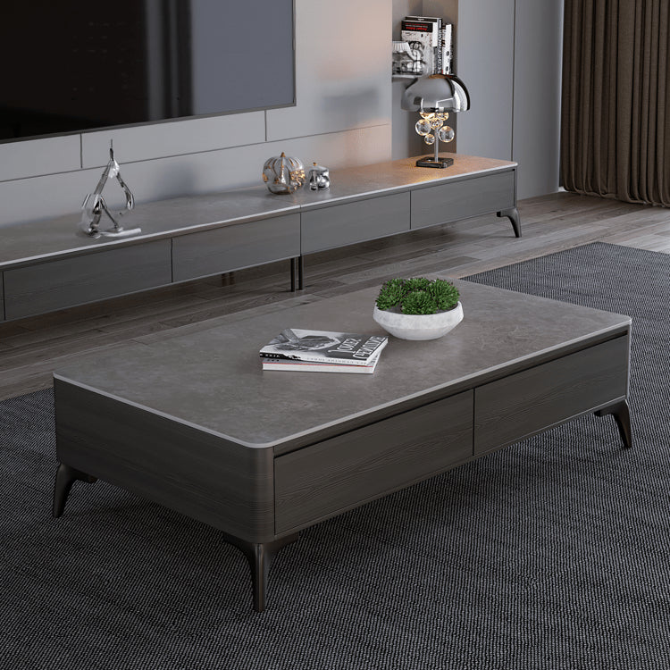 Stylish Pine Multi-Layer Board Tea Table with Modern Sintered Stone Surface faml-305