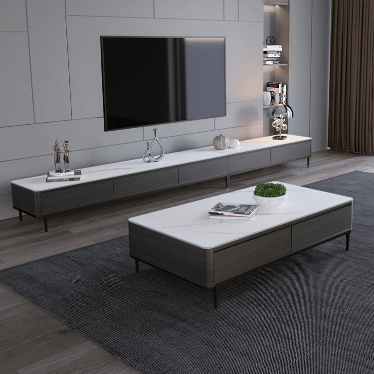 Stylish Pine Multi-Layer Board Tea Table with Modern Sintered Stone Surface faml-305