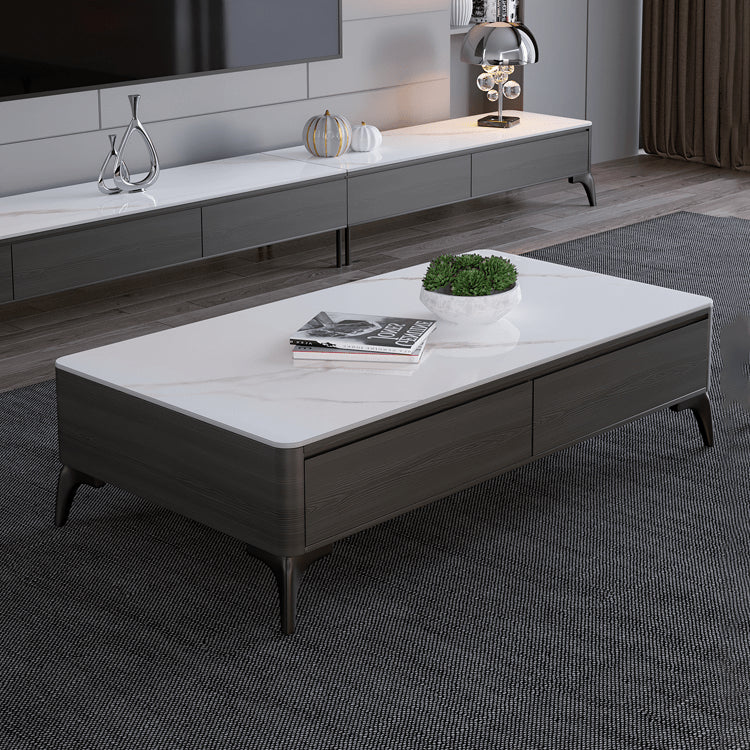 Stylish Pine Multi-Layer Board Tea Table with Modern Sintered Stone Surface faml-305