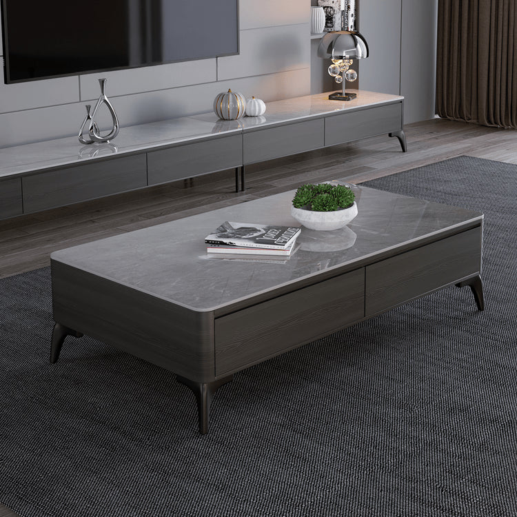 Stylish Pine Multi-Layer Board Tea Table with Modern Sintered Stone Surface faml-305