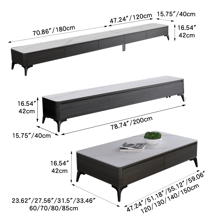 Stylish Pine Multi-Layer Board Tea Table with Modern Sintered Stone Surface faml-305