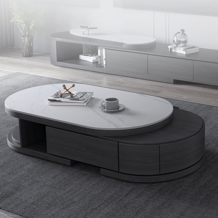 Stylish White Glossy Tea Table with Matte Grey Marble Top and Durable Plywood & Metal Frame faml-701