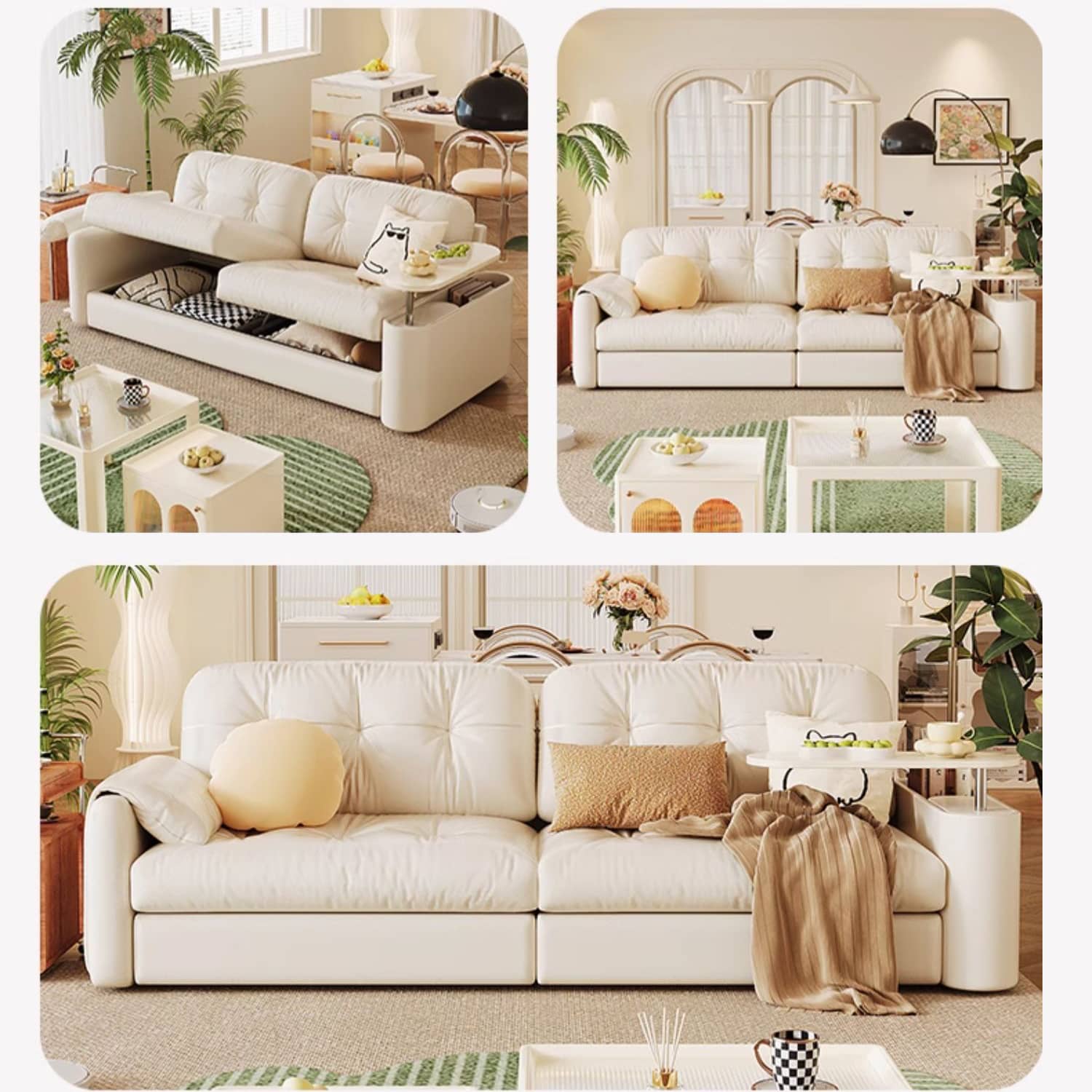 Elegant Light Brown Sofa with Beige and Ash Wood Accents and Stainless Steel Figure - Cotton and Faux Leather Upholstery fbby-1378