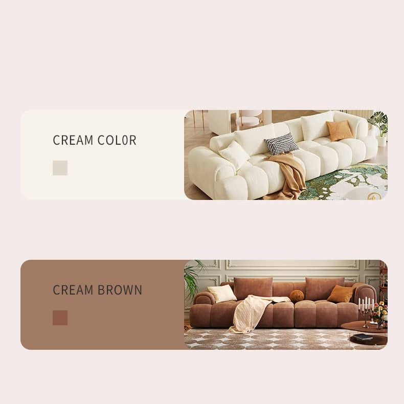 Elegant Beige & Brown Sofa with Pine Wood Frame and Luxurious Faux Leather Upholstery fbby-1386