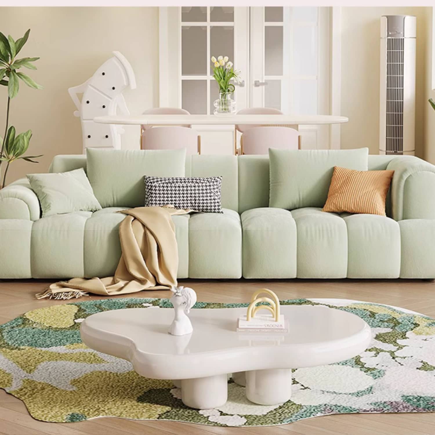 Elegant Beige & Brown Sofa with Pine Wood Frame and Luxurious Faux Leather Upholstery fbby-1386
