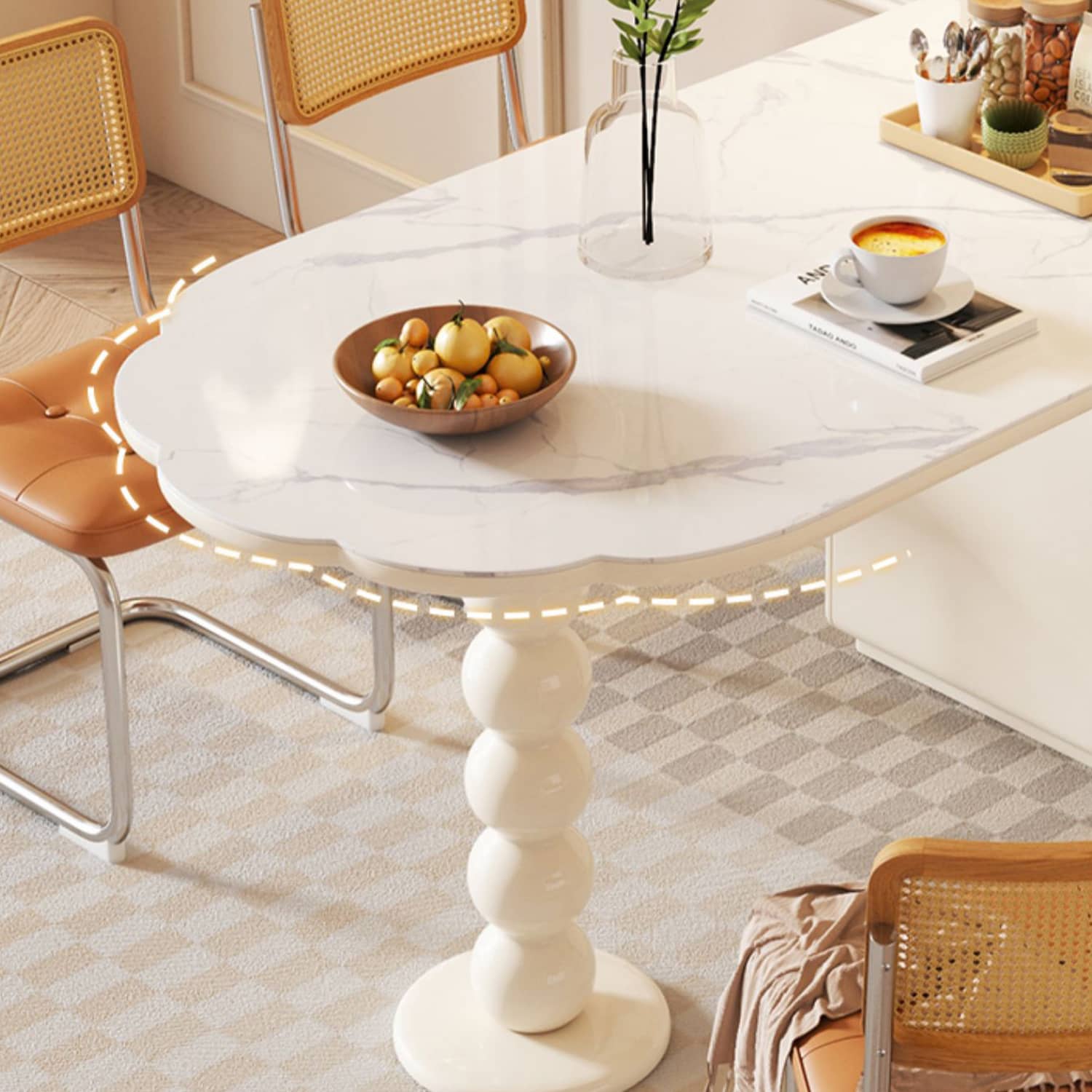 Elegant Beige Dining Table: Solid Wood, Laminated Wood, Sintered Stone & Glass Options fbby-1390