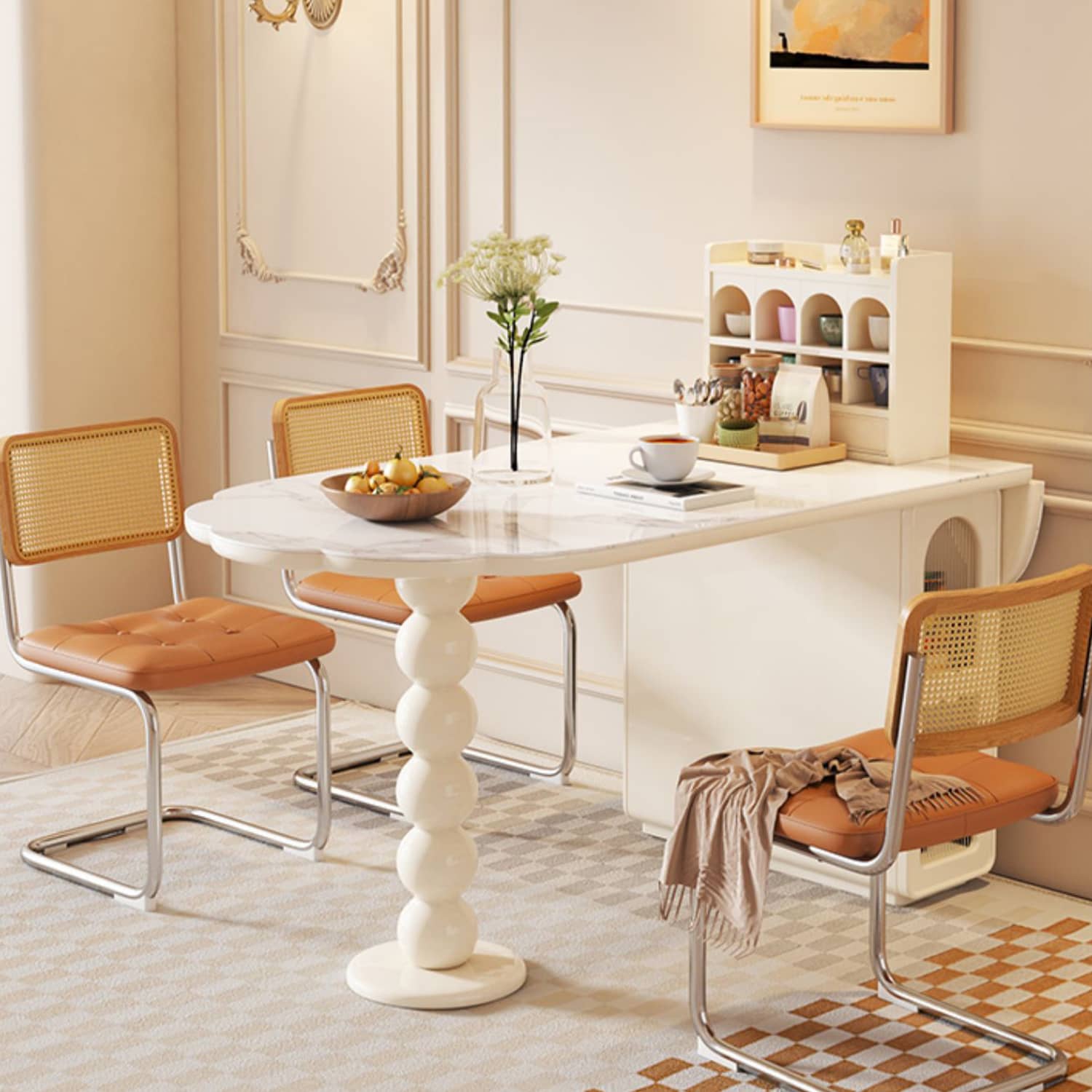 Elegant Beige Dining Table: Solid Wood, Laminated Wood, Sintered Stone & Glass Options fbby-1390