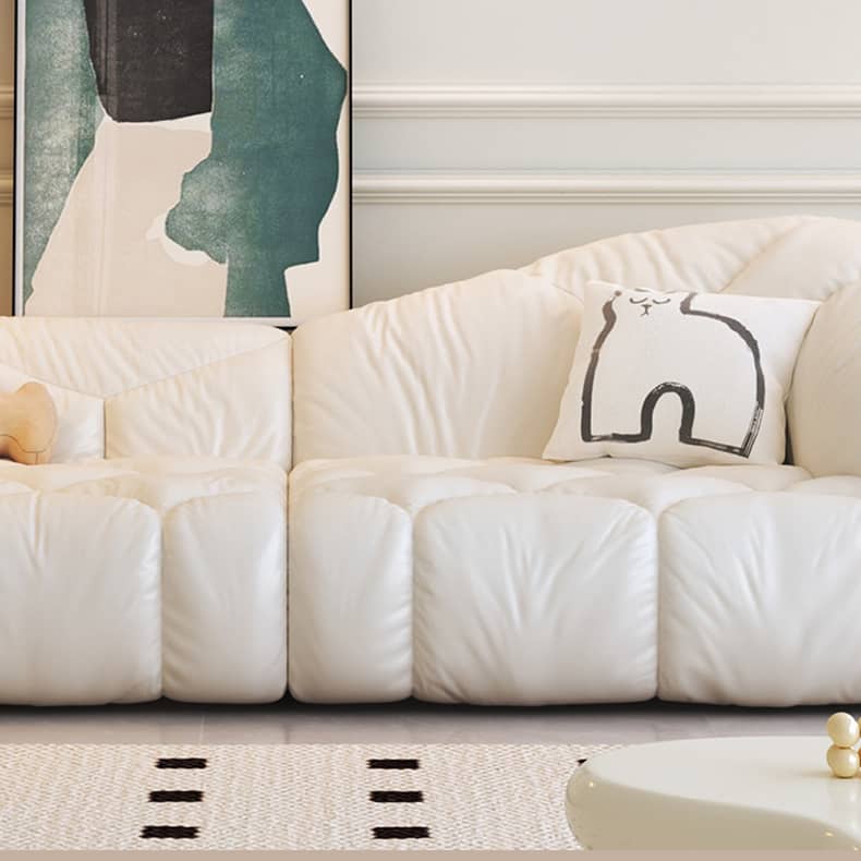 Elegant Beige and Black Sofa with Solid Wood Frame and Faux Leather Accents fbby-1408