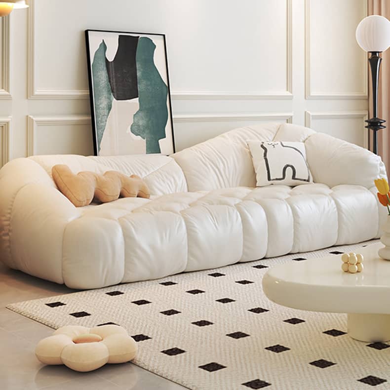 Elegant Beige and Black Sofa with Solid Wood Frame and Faux Leather Accents fbby-1408