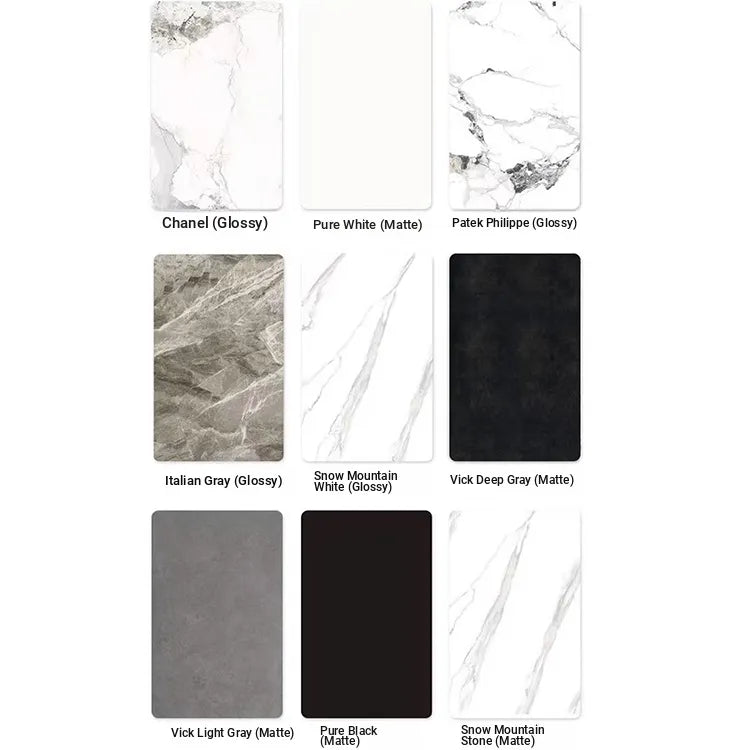 Table White Black COLOR1 COLOR2 COLOR3 COLOR4 COLOR5 COLOR6 COLOR7 Sintered Stone Multi-layer board Acrylic fby-6512
