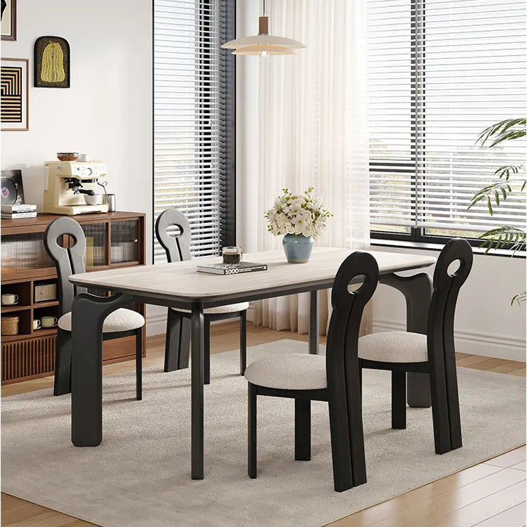 Table White Black COLOR1 COLOR2 Sintered Stone Multi-layer board Ash wood fby-6514