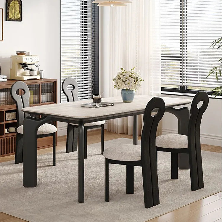 Chair Black/White Solid wood Faux Lambswool fby-6514-ch