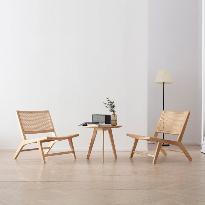 Stylish Ash Wood & Rattan Chair - Natural Wood Accent fcf-1469