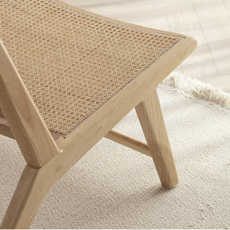 Stylish Ash Wood & Rattan Chair - Natural Wood Accent fcf-1469