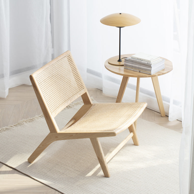 Stylish Ash Wood & Rattan Chair - Natural Wood Accent fcf-1469
