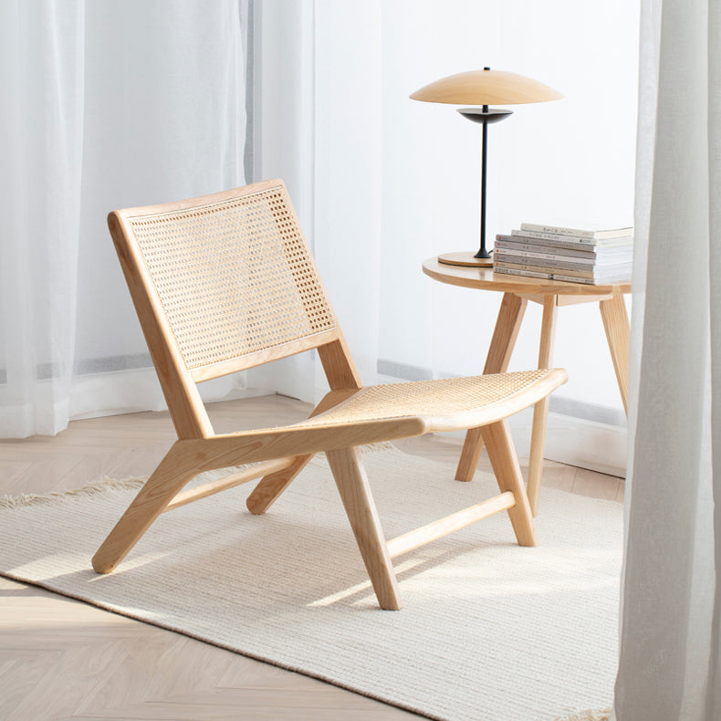 Stylish Ash Wood & Rattan Chair - Natural Wood Accent fcf-1469