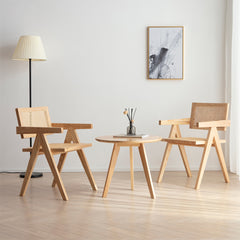 Elegant Brown Rattan Chair in Natural Ash Wood Finish fcf-1471