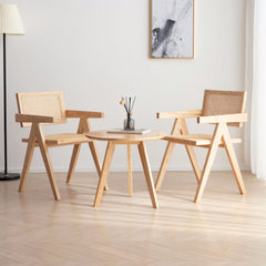 Elegant Brown Rattan Chair in Natural Ash Wood Finish fcf-1471