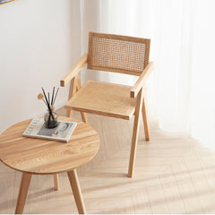 Elegant Brown Rattan Chair in Natural Ash Wood Finish fcf-1471