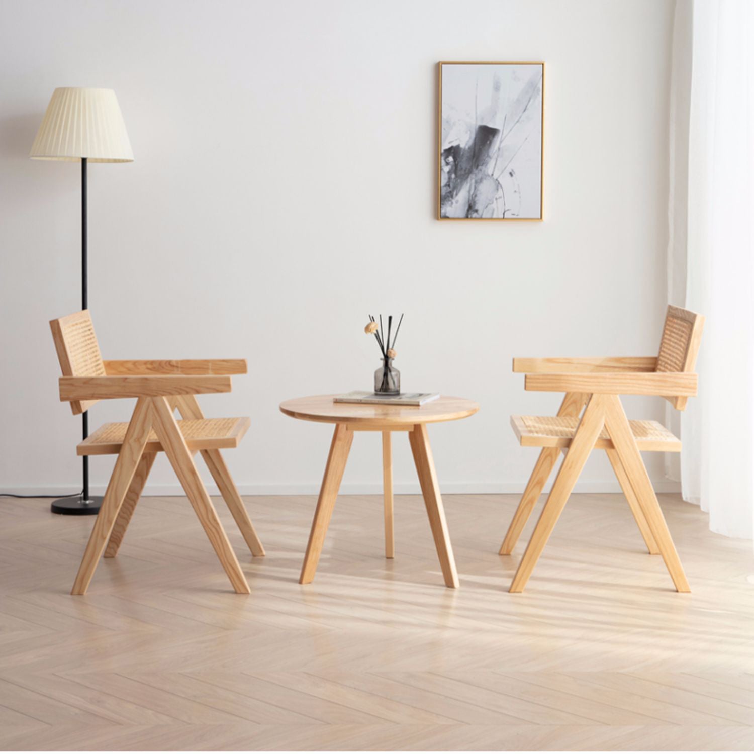 Elegant Brown Rattan Chair in Natural Ash Wood Finish fcf-1471