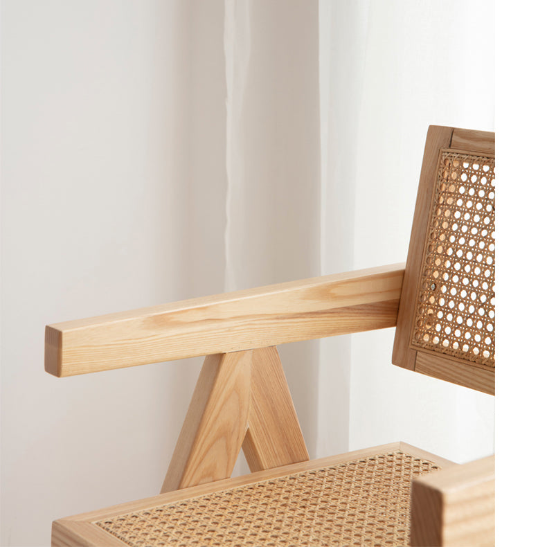 Elegant Brown Rattan Chair in Natural Ash Wood Finish fcf-1471