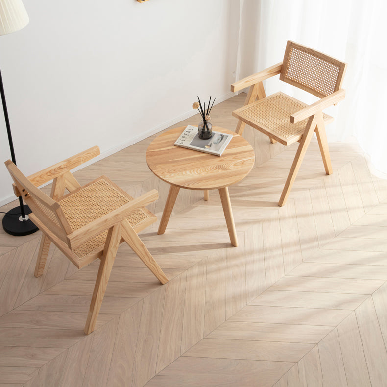 Elegant Brown Rattan Chair in Natural Ash Wood Finish fcf-1471