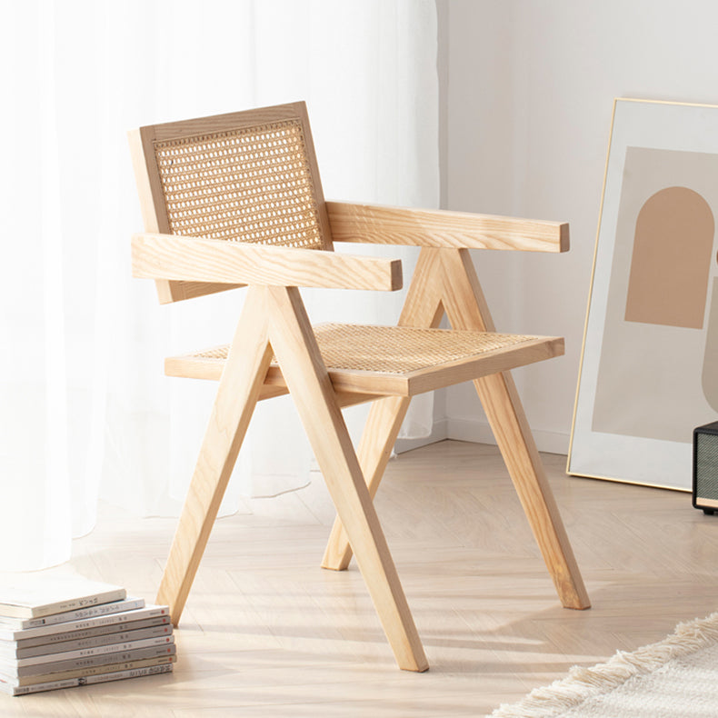 Elegant Brown Rattan Chair in Natural Ash Wood Finish fcf-1471