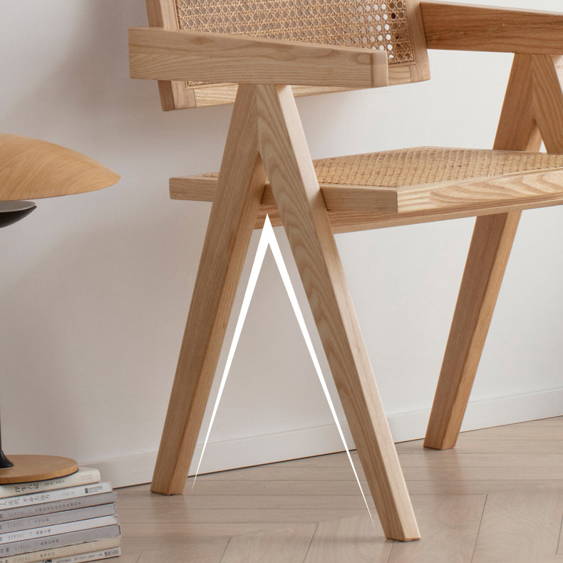 Elegant Brown Rattan Chair in Natural Ash Wood Finish fcf-1471