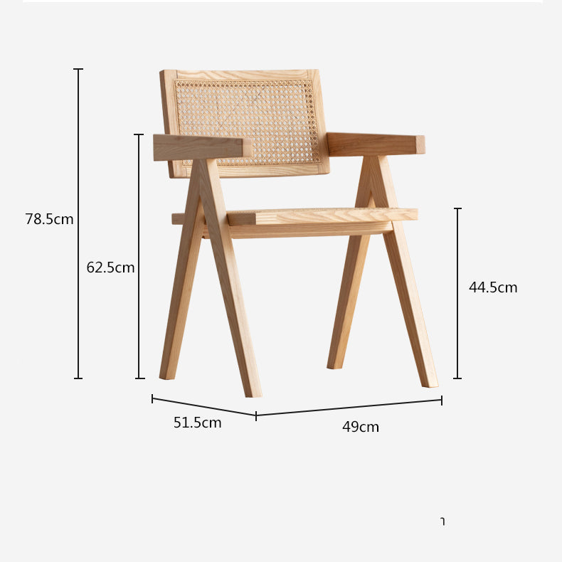 Elegant Brown Rattan Chair in Natural Ash Wood Finish fcf-1471