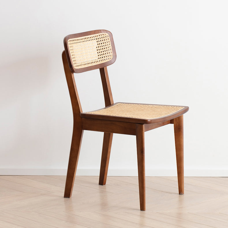Elegant Brown Ash Wood Chair with Stylish Rattan Accents fcf-1472